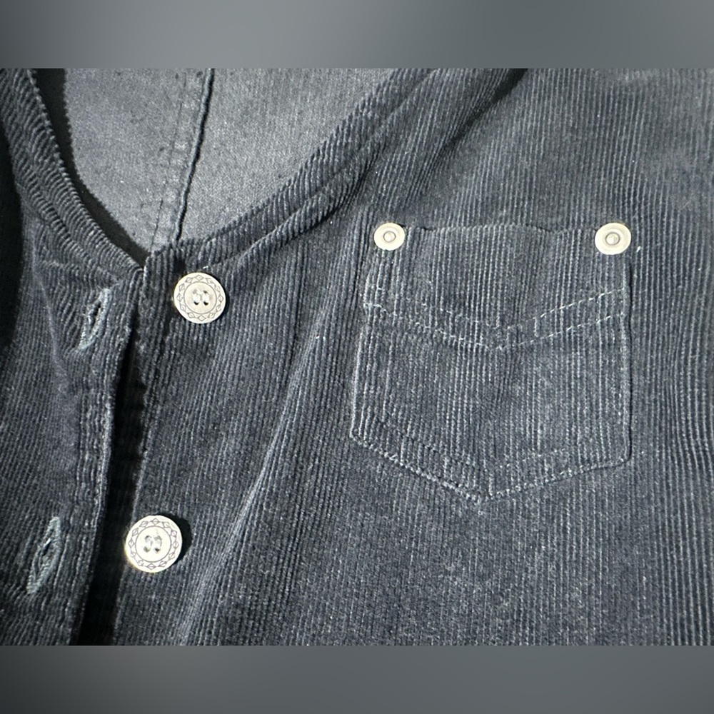Vintage 90’s Y2K Blue J. Black Sleeveless Corduroy Jumper Dress silver buttons - Picture 4 of 7